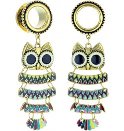 6mm-25mm Surgical Steel Bohemia Owl Dangle Ear Gauges Piercing Flesh Tunnels Plugs Statement Earrings 00g-10mm Gold $10.58 Bo...