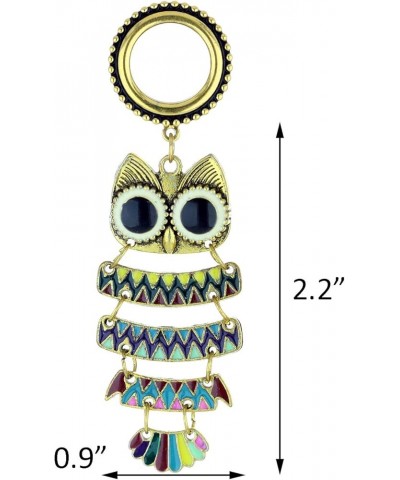 6mm-25mm Surgical Steel Bohemia Owl Dangle Ear Gauges Piercing Flesh Tunnels Plugs Statement Earrings 00g-10mm Gold $10.58 Bo...