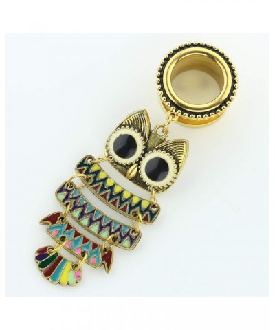 6mm-25mm Surgical Steel Bohemia Owl Dangle Ear Gauges Piercing Flesh Tunnels Plugs Statement Earrings 00g-10mm Gold $10.58 Bo...