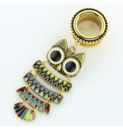 6mm-25mm Surgical Steel Bohemia Owl Dangle Ear Gauges Piercing Flesh Tunnels Plugs Statement Earrings 00g-10mm Gold $10.58 Bo...