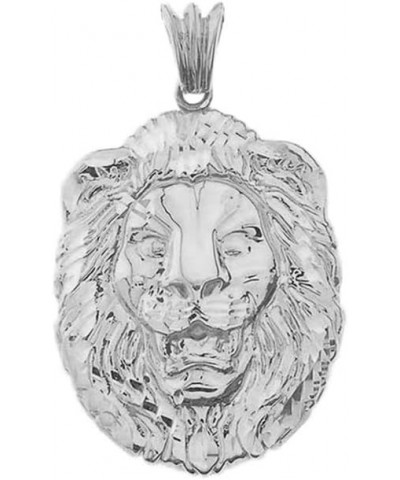 Animal Kingdom Bold Sterling Silver Sparkle-Cut Lion Statement Pendant (Medium) $18.19 Necklaces