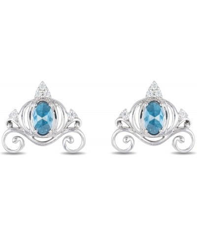 Enchanted Disney Fine Jewelry Sterling Silver 1/20 Cttw Diamond and London Blue Topaz Cinderella Earrings $97.02 Earrings