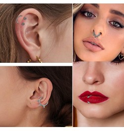 Hypoallergenic Septum Rings 16G 8mm Surgical Steel Clicker Nose Rings Hoops Set Small Lip Cartilage Helix Daith Piercing Jewe...