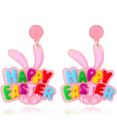 Easter Acrylic Earrings Cute Egg Rabbit Earrings Rainbow Egg Dangle Earrings for Women Rabbit Easter Jewelry Happy Rabbit $4....