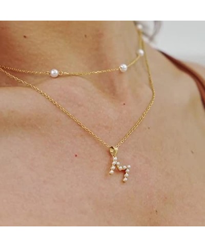 Gold Pearl Initial Necklaces For Women Girls Trendy, Dainty Pearl Letter Necklace Cute Jewelry Gifts For Teen Girls, 14K Gold...