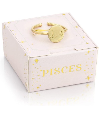 Zodiac Sign Ring Gift Constellation Gifts for Women and Teen Girls, 14K Gold-Dipped Star Sign Ring, One Size Pisces $11.26 Rings