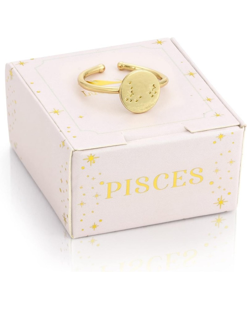 Zodiac Sign Ring Gift Constellation Gifts for Women and Teen Girls, 14K Gold-Dipped Star Sign Ring, One Size Pisces $11.26 Rings