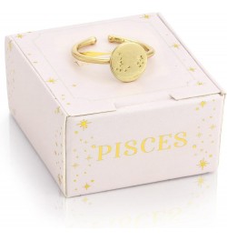 Zodiac Sign Ring Gift Constellation Gifts for Women and Teen Girls, 14K Gold-Dipped Star Sign Ring, One Size Pisces $11.26 Rings