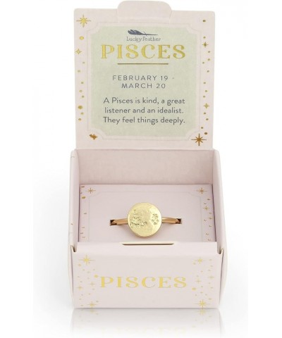 Zodiac Sign Ring Gift Constellation Gifts for Women and Teen Girls, 14K Gold-Dipped Star Sign Ring, One Size Pisces $11.26 Rings