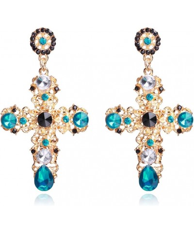 Big Black Cross Earrings for Women Gothic Vintage Gold Large Cross Dangle Earrings Cross Faith Statement Earrings Blue $7.97 ...