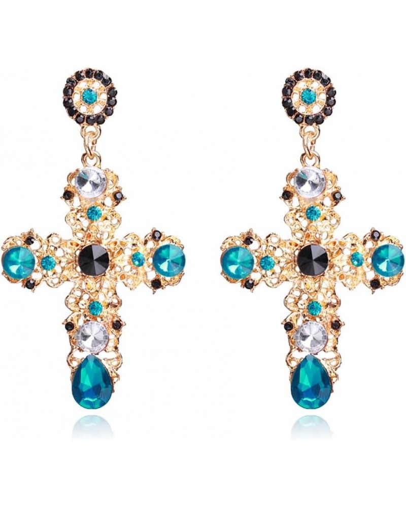 Big Black Cross Earrings for Women Gothic Vintage Gold Large Cross Dangle Earrings Cross Faith Statement Earrings Blue $7.97 ...