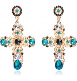 Big Black Cross Earrings for Women Gothic Vintage Gold Large Cross Dangle Earrings Cross Faith Statement Earrings Blue $7.97 ...