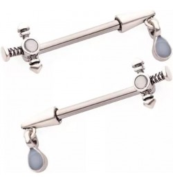 14GA 316L Stainless Steel Dagger with Blue Opal Teardrop Dangling Charm Nipple Barbells, Sold as a Pair $9.25 Body Jewelry