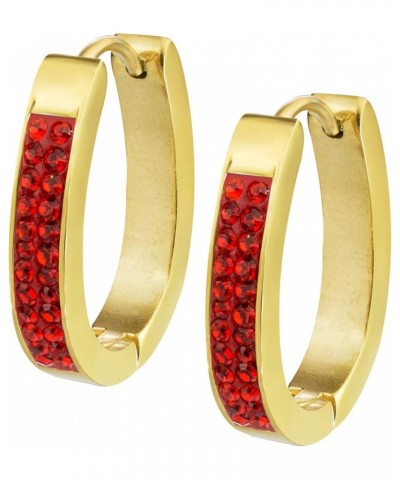 Stainless Steel Cubic Zirconia Hoop Huggie Earrings for Women & Girls Gold & Red CZ $8.66 Earrings