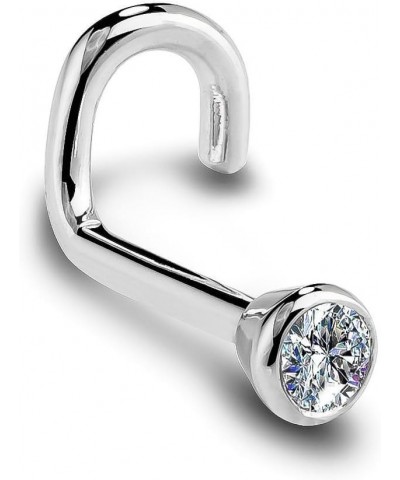 14K White Gold Diamond Nose Ring with Flush Bezel Setting - 20 Gauge, I1 2mm Diamond (best selling size) $42.50 Body Jewelry