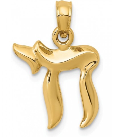 14K Yellow Gold Jewish Chai Pendant Charm Jewelry $52.15 Pendants