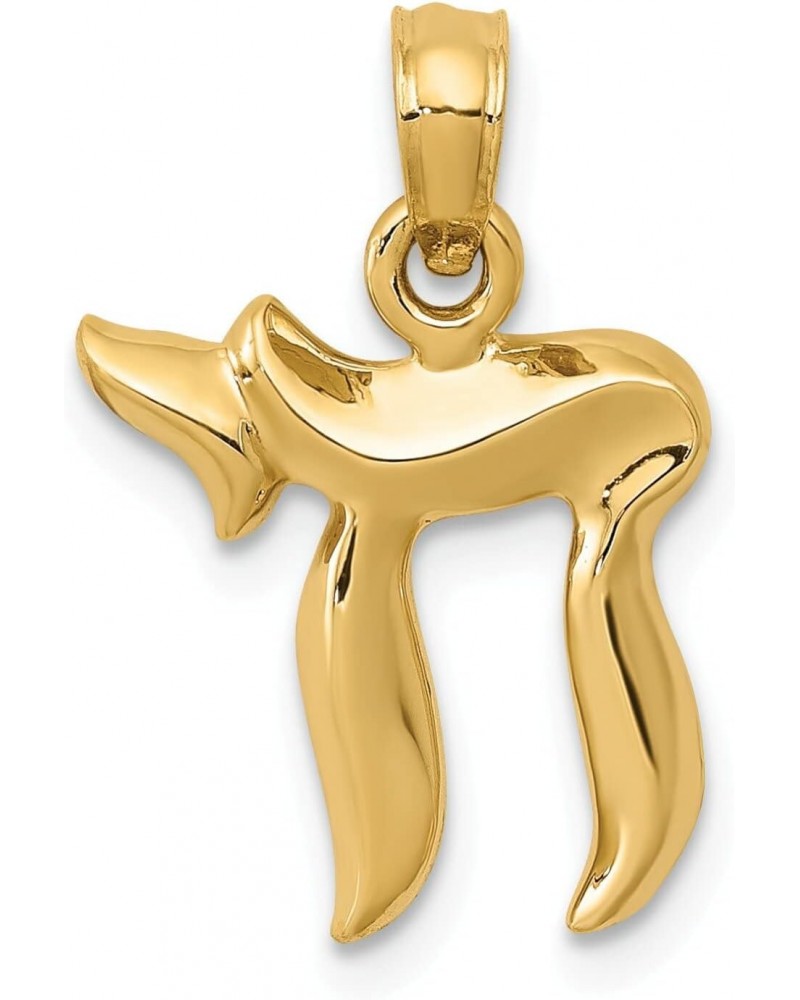 14K Yellow Gold Jewish Chai Pendant Charm Jewelry $52.15 Pendants