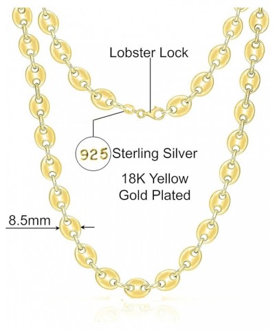 925 Sterling Silver Puffed Mariner Link Chain Necklace-18K Gold Plated Hollow Anchor Chain Necklace for Women & Men Comes wit...