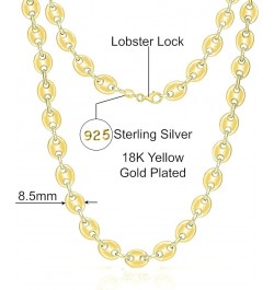 925 Sterling Silver Puffed Mariner Link Chain Necklace-18K Gold Plated Hollow Anchor Chain Necklace for Women & Men Comes wit...