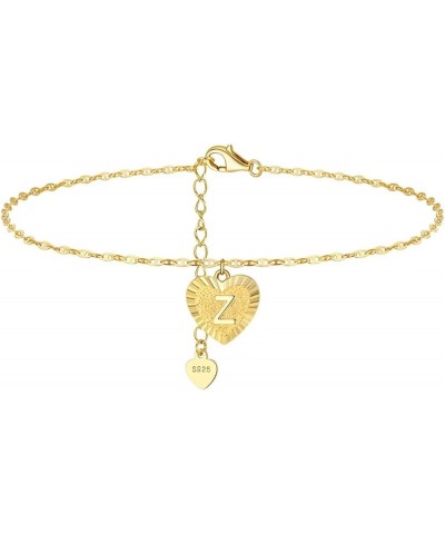 Womens Heart Anklet, Anklet Sterling Silver with Letter Gold Adjustable Foot Jewelry Gifts for Friend Letter Z $14.30 Anklets