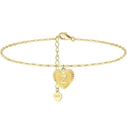 Womens Heart Anklet, Anklet Sterling Silver with Letter Gold Adjustable Foot Jewelry Gifts for Friend Letter Z $14.30 Anklets