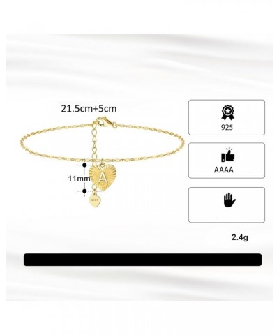 Womens Heart Anklet, Anklet Sterling Silver with Letter Gold Adjustable Foot Jewelry Gifts for Friend Letter Z $14.30 Anklets