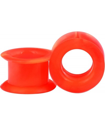 2pcs Thick Silicone Tunnels Double Flared Ear Gauges Plugs Expander Piercing Jewelry Gauges 2g-1 inch red orange $3.77 Body J...