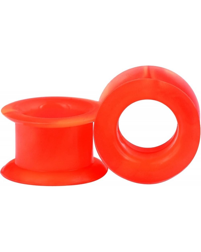 2pcs Thick Silicone Tunnels Double Flared Ear Gauges Plugs Expander Piercing Jewelry Gauges 2g-1 inch red orange $3.77 Body J...