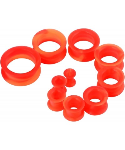 2pcs Thick Silicone Tunnels Double Flared Ear Gauges Plugs Expander Piercing Jewelry Gauges 2g-1 inch red orange $3.77 Body J...