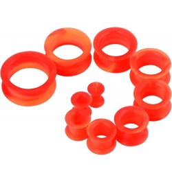 2pcs Thick Silicone Tunnels Double Flared Ear Gauges Plugs Expander Piercing Jewelry Gauges 2g-1 inch red orange $3.77 Body J...