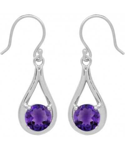 Multi Choice Dual Round Shape Gemstone 925 Sterling Silver Solitaire Birthday Gift Earring amethyst purple $15.16 Earrings