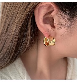 925 Silver Needle Irregular Premium Women's Alloy Circle Style Girls' Earrings Q151 Gold $9.68 Earrings