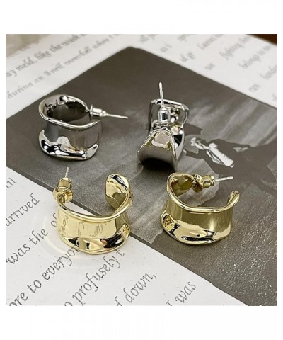 925 Silver Needle Irregular Premium Women's Alloy Circle Style Girls' Earrings Q151 Gold $9.68 Earrings