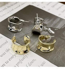 925 Silver Needle Irregular Premium Women's Alloy Circle Style Girls' Earrings Q151 Gold $9.68 Earrings