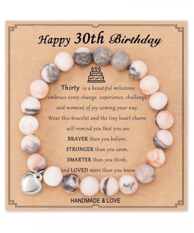 30/40/50/60 Birthday Gifts for Women, Natural Stone Heart Bracelets for Mom Auntie Wife Friend Sister 30-Pink $11.19 Bracelets