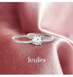 3.5ct Sterling Silver Wedding Ring Bridal Sets Classic Round Cut Anniversary Promise Jewelry with 0.35 ct Side Stone Brillian...