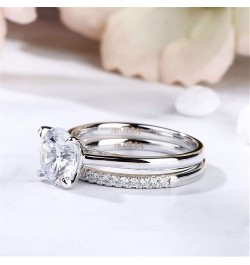 3.5ct Sterling Silver Wedding Ring Bridal Sets Classic Round Cut Anniversary Promise Jewelry with 0.35 ct Side Stone Brillian...