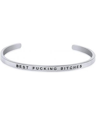 Stainless Steel Inspiration Mantra Cuff Bangle Bracelet Graduation Gift Best Fucking Bitches $9.52 Bracelets