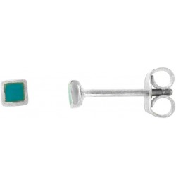 Tiny Sterling Silver Inlaid Stone Square Stud Earrings Cartilage Nose Studs, 1/8 inch (3mm) wide Turquoise $11.89 Earrings