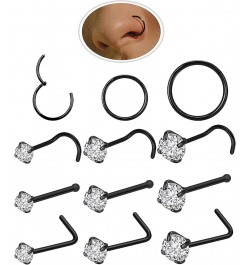 12 Pcs 20G Hypoallergenic 316L Surgical Stainless Steel Nose Rings Hoops Gold Silver Nose Piercings Jewelry L Shape Nose Ring...