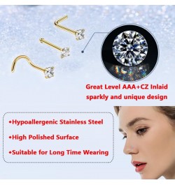 12 Pcs 20G Hypoallergenic 316L Surgical Stainless Steel Nose Rings Hoops Gold Silver Nose Piercings Jewelry L Shape Nose Ring...