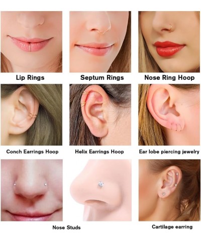 12 Pcs 20G Hypoallergenic 316L Surgical Stainless Steel Nose Rings Hoops Gold Silver Nose Piercings Jewelry L Shape Nose Ring...