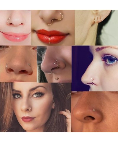 12 Pcs 20G Hypoallergenic 316L Surgical Stainless Steel Nose Rings Hoops Gold Silver Nose Piercings Jewelry L Shape Nose Ring...