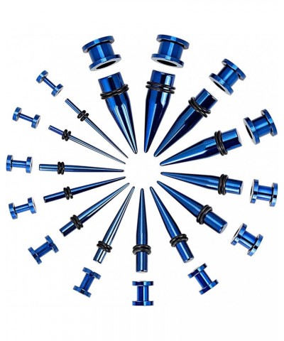 Stainless Steel Ear Tapers 28Pcs Ear Gauges Plugs Kit Expander Earlets Piercing Jewelry Size 12G-00G 2MM-10MM Blue $12.53 Bod...