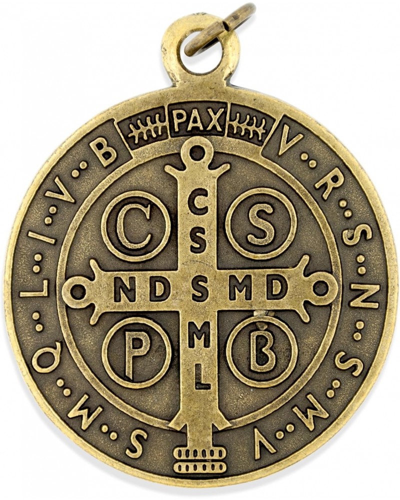 Large Saint Benedict Medal - 2" Diameter (Antique Bronze) $7.48 Necklaces