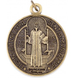 Large Saint Benedict Medal - 2" Diameter (Antique Bronze) $7.48 Necklaces