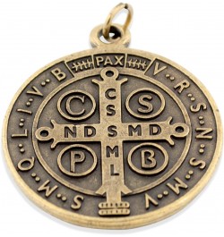 Large Saint Benedict Medal - 2" Diameter (Antique Bronze) $7.48 Necklaces