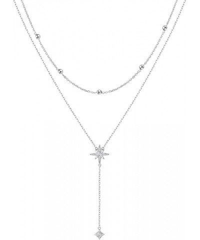 925 sterling Silver Cubic Zirconia Star/Snowflake/Teardrop Pendant Necklace for Women Girls Star Y Necklace $13.23 Others