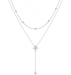 925 sterling Silver Cubic Zirconia Star/Snowflake/Teardrop Pendant Necklace for Women Girls Star Y Necklace $13.23 Others