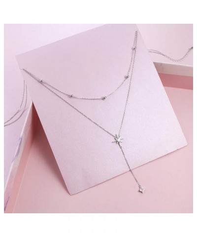 925 sterling Silver Cubic Zirconia Star/Snowflake/Teardrop Pendant Necklace for Women Girls Star Y Necklace $13.23 Others